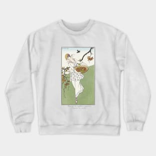 Toilettes de Taffetas Fashion Illustration by George Barbier Crewneck Sweatshirt